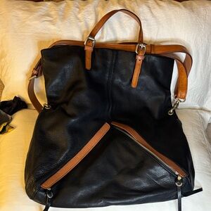 Elegant Black and Tan Crossbody Bag